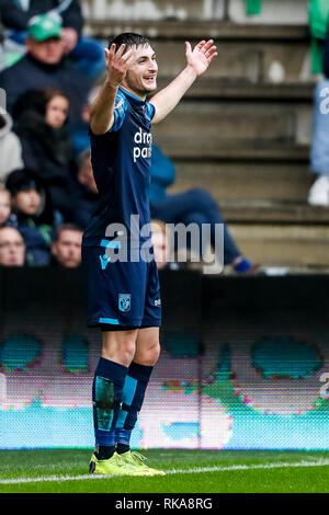 GRONINGEN , 10-02-2019 , Euroborg , olandese Eredivisie Stagione 2018 / 2019 , Vitesse player Matus Bero durante la partita FC Groningen - Vitesse Foto Stock