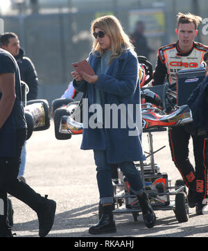 Mick Schumacher (figlio Michael Schumacher) al South Garda Karting durante la pratica di kart, Lonato8 febbraio 2019. Ph Fotolive Filippo Venezia (Filippo Venezia, Lonato - 2019-02-08) p.s. la foto e' utilizzabile nel rispetto del contesto in cui e' stata scattata, e senza intento diffamatorio del decoro delle persone rappresentate Foto Stock