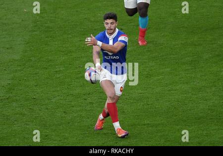 Londra, Regno Unito. 10 feb 2019. Romain Ntamack (Francia). Inghilterra e Francia. Guinness Sei Nazioni di rugby. Stadio di Twickenham. Londra. Regno Unito. 10/02/2019. Credito: Sport In immagini/Alamy Live News Foto Stock