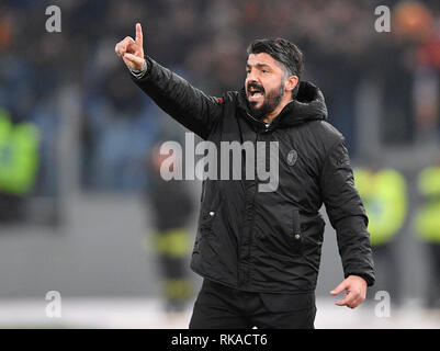 Foto di Fabrizio Corradetti 03 febbraio 2019 Roma, Italia sport calcio Roma vs Milano - Campionato di calcio di Serie A TIM 2018/2019 - Stadio Olimpico. Nella foto: Gennaro Gattuso Foto Fabrizio Corradetti Febbraio 03, 2019 Roma, Italia sport Calcio Roma vs Milano - Italian Football Championship League A TIM 2018/2019 - Olimpico. Nel pic: Gennaro Gattuso Foto Stock