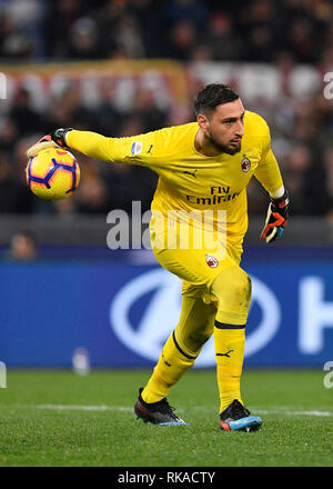 Foto di Fabrizio Corradetti 03 febbraio 2019 Roma, Italia sport calcio Roma vs Milano - Campionato di calcio di Serie A TIM 2018/2019 - Stadio Olimpico. Nella foto: Gianluigi Donnarumma Foto Fabrizio Corradetti Febbraio 03, 2019 Roma, Italia sport Calcio Roma vs Milano - Italian Football Championship League A TIM 2018/2019 - Olimpico. Nel pic: Gianluigi Donnarumma Foto Stock