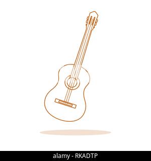 Illustrazione Vettoriale con la chitarra. La chitarra acustica. Strumento musicale a corda. Illustrazione Vettoriale