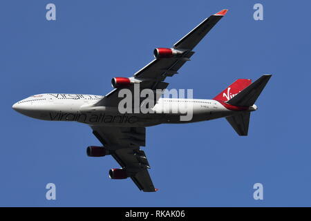 50 anni di Boeing 747 Jumbo. - G-VXLG di Virgin Atlantic Airways. Foto Stock