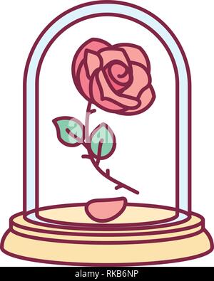 La bellezza del vettore e la Bestia vintage rose, cupola di vetro Illustrazione Vettoriale