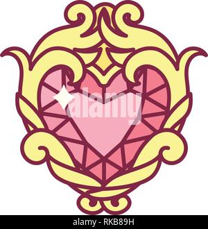 Vector vintage fiaba elemento cuore di gioielli Illustrazione Vettoriale