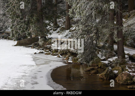 Il mummelsee nella Foresta Nera in inverno con neve Foto Stock