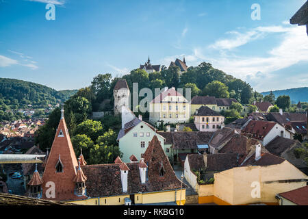 Vista del centro medievale della città vecchia Sighisoara Romania. Foto Stock