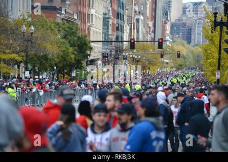 Il Boston Red Sox il campionato World Series Parade di Boston, Massachusetts, STATI UNITI D'AMERICA Foto Stock