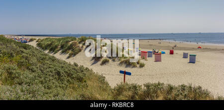 Dune e spiaggia dell'isola di vacanza di Borkum, Germania Foto Stock