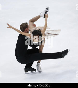 Los Angeles, California, USA. 10 Febbraio, 2019. Madison guarnitura e Evan Bates USA di competere nella danza su ghiaccio Danza libera durante il ISU quattro continenti la figura pattinare campionato a Honda Center di Anaheim, in California, il 10 febbraio 2019. Credito: Ringo Chiu/ZUMA filo/Alamy Live News Foto Stock