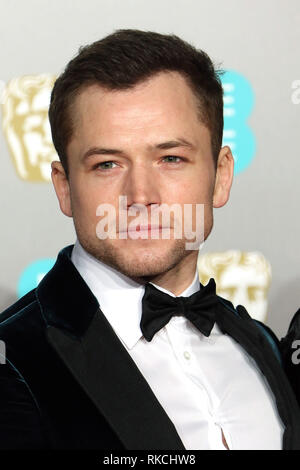 Londra, Regno Unito. 10 Febbraio, 2019. Taron Egerton, EE British Academy Film Awards, Royal Albert Hall di Londra, Regno Unito. 10 Febbraio, 2019. Foto di Richard Goldschmidt Credito: ricca di oro/Alamy Live News Foto Stock