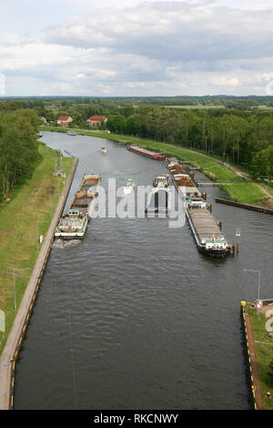 Vista dal sollevatore in niederfinow vicino a Berlino Germania Foto Stock