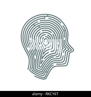 Idea concetto illustrazione. Un labirinto a forma di un essere umano. Illustrazione Vettoriale su sfondo bianco Illustrazione Vettoriale