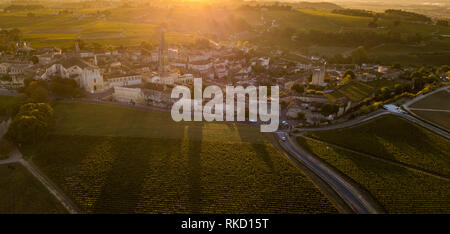 Vista aerea vigneti di Bordeaux, Saint-Emilion, Aquitaine area della Gironde department, Francia, Europa Foto Stock