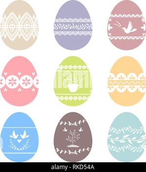 Raccolta di decorate uova di Pasqua. Le immagini vettoriali. Eps 10 Illustrazione Vettoriale