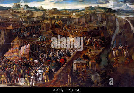 Battaglia di Pavia - un dipinto raffigurante la battaglia di Pavia, un impegno militare di Febbraio 24, 1525. Foto Stock