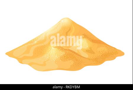 Pila di sabbia. Sabbia d'oro heap vettore colorati isolato su bianco, tumulo d oro per i giochi Illustrazione Vettoriale