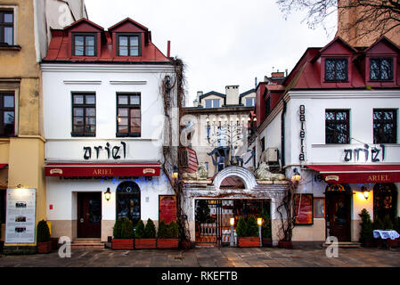 Cracovia in Polonia - 2 Gennaio 2019: Kazimierz il quartiere ebreo di Cracovia, il principale centro culturale del polacco Jewry per secoli Foto Stock