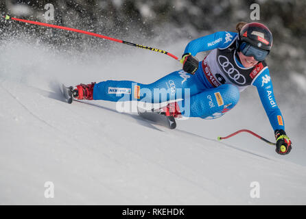 Sono, Svezia. 10 Febbraio, 2019. Sci alpino, del campionato del mondo di downhill, signore: Nicol Delago dall Italia su pista. Credito: Michael Kappeler/dpa/Alamy Live News Foto Stock