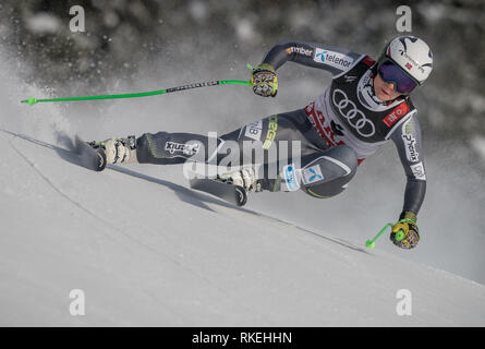 Sono, Svezia. 10 Febbraio, 2019. Sci alpino, del campionato del mondo di downhill, signore: Ragnhild Mowinckel dalla Norvegia sulla pista. Credito: Michael Kappeler/dpa/Alamy Live News Foto Stock