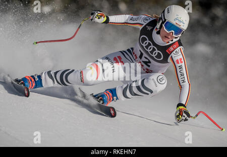 Sono, Svezia. 10 Febbraio, 2019. Sci alpino, del campionato del mondo di downhill, signore: Michaela Wenig da Germanyon pista. Credito: Michael Kappeler/dpa/Alamy Live News Foto Stock