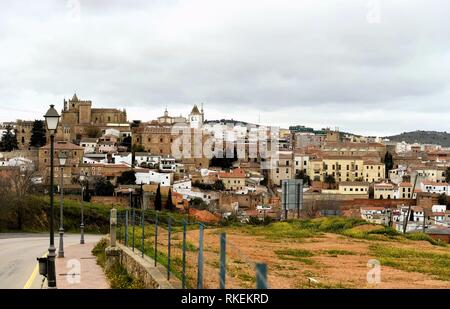 Madrid. 10 Febbraio, 2019. Foto scattata nel febbraio 10, 2019 mostra una vista di Caceres, Spagna. Credito: Guo Qiuda/Xinhua/Alamy Live News Foto Stock