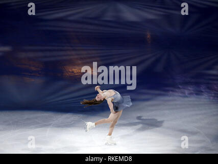 Los Angeles, California, USA. 10 Febbraio, 2019. Mariah Bell DI STATI UNITI D'AMERICA svolge nel salone di gala durante l'ISU quattro continenti la figura pattinare campionato a Honda Center di Anaheim, in California, il 10 febbraio 2019. Credito: Ringo Chiu/ZUMA filo/Alamy Live News Foto Stock