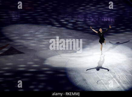 Los Angeles, California, USA. 10 Febbraio, 2019. Rika Kihira del Giappone si esibisce nel salone di gala durante l'ISU quattro continenti la figura pattinare campionato a Honda Center di Anaheim, in California, il 10 febbraio 2019. Credito: Ringo Chiu/ZUMA filo/Alamy Live News Foto Stock