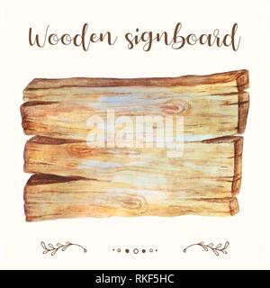 Cartello in legno, plank vettore. Cartello in legno, plank illustrazione vettoriale per testo, web Vendita banner, annuncio. Acquerello plank, cartello in legno del testo Illustrazione Vettoriale
