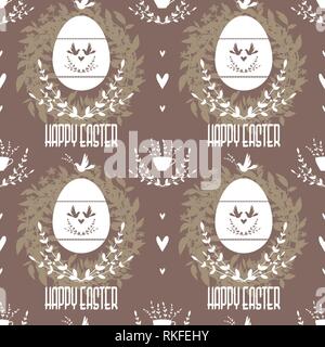 Pasqua brown seamless pattern in stile vintage. Foto Stock