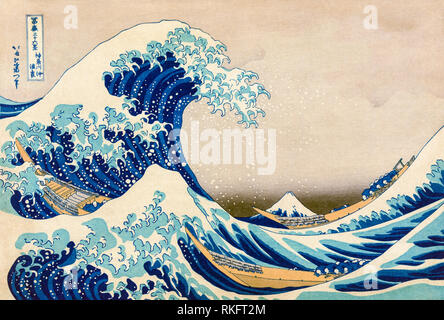 Katsushika Hokusai, The Great Wave Off Kanagawa alias The Wave, arte giapponese stampa su legno, 1831 Foto Stock