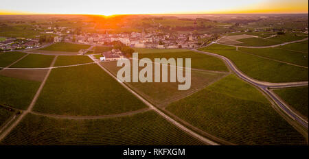 Vista aerea vigneti di Bordeaux, Saint-Emilion, Aquitaine area della Gironde department, Francia, Europa Foto Stock