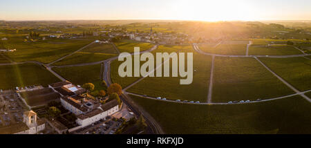 Vista aerea vigneti di Bordeaux, Saint-Emilion, Aquitaine area della Gironde department, Francia, Europa Foto Stock