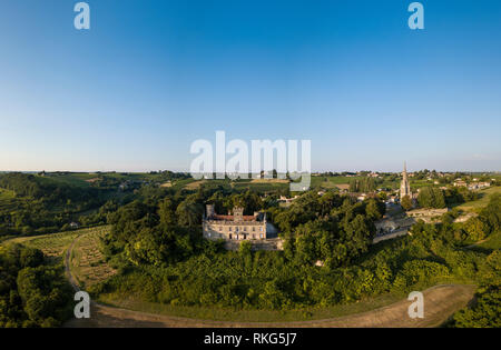 Vista aerea, Sainte Croix du Mont, Gironde, Nouvelle Aquitaine, Francia Foto Stock