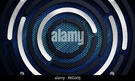 Costruzione dello sfondo. Illustrazione Vettoriale di astratta in acciaio inox il pannello di metallo con sovrapposizione di grunge texture metallica e lamiera forata pattern Illustrazione Vettoriale