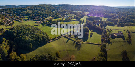 Fiume Dordogna valle visto da di Domme in primavera in Dordogne, Francia, Europa Foto Stock