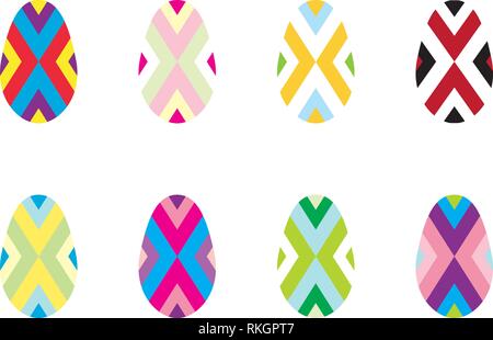 Le uova di pasqua geometrica set template vettoriale su sfondo bianco Illustrazione Vettoriale