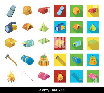 Accessori,tenda,falò,cartoon,appartamento,rivestimento,caffè,raccolta,design,diversi,attrezzature,legna da ardere,pesce,la pesca,torcia elettrica,cibo,escursioni,l'hobby,l'alloggiamento,caccia,icona,immagine,l'impregnazione,isolato,logo,materasso,natura,durante la notte,picnic,protezione,pioggia,riposo,impostare,shelter,segno,spinning,sport,sun,il simbolo,telone, thè, tenda,thermos,cose,turismo,tourist,corsa,trekking,tipi,vettore,web vettori vettore , Illustrazione Vettoriale