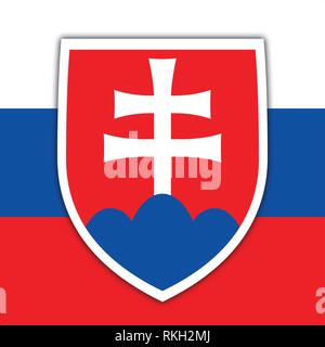 La Slovacchia Repubblica stemma e bandiera, illustrazione vettoriale Illustrazione Vettoriale
