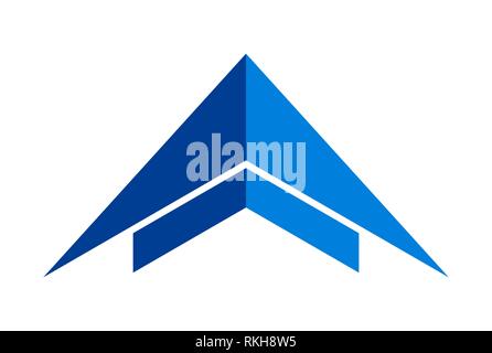 Freccia verso l'alto edificio astratta icona logo vector concept design piatto Foto Stock