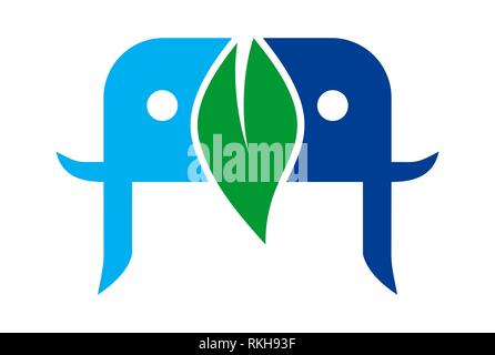 Elefante logo astratto concetto vettore icona concept design piatto Foto Stock