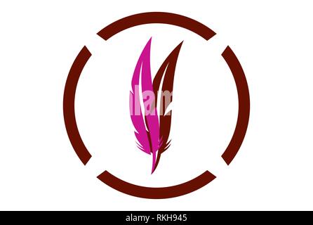 Feather logo astratto icona vettore vettore concept design piatto Foto Stock