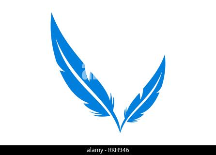 Feather lettera v logo astratto icona vettore vettore concept design piatto Foto Stock