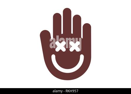 Mano sorriso concetto icona logo vector concept design piatto Foto Stock