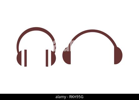 Auricolare Cuffia icona logo vettore vettore concept design piatto Foto Stock