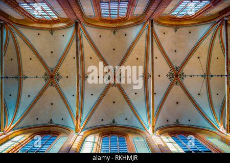 Archivio del soffitto della chiesa di San Nikolai, gotica in mattoni, Wismar, Meclemburgo-Pomerania Occidentale, Germania Foto Stock