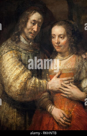 Dettaglio di Rembrandt van Rijn Ritratto di Isacco e di Rebecca dal Vecchio Testamento (La sposa ebraica), circa 1665-1669 - Late Rembrandt esposizione Foto Stock