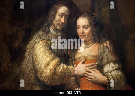 Dettaglio di Rembrandt van Rijn Ritratto di Isacco e di Rebecca dal Vecchio Testamento (La sposa ebraica), circa 1665-1669 - Late Rembrandt esposizione Foto Stock