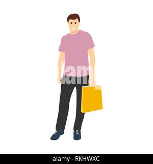 Uomo con shopping bag con vendite Illustrazione Vettoriale