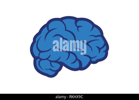 icona di concetto del logo astratto del cervello blu Illustrazione Vettoriale